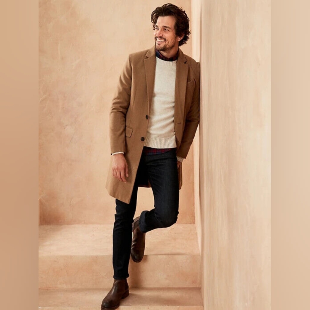 Banana Republic Camel Wool-Blend Top Coat